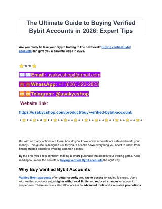 Buy Verified Bybit Accounts - 100% USA, UK
