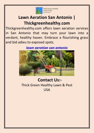 Lawn Aeration San Antonio  Thickgreenhealthy.com