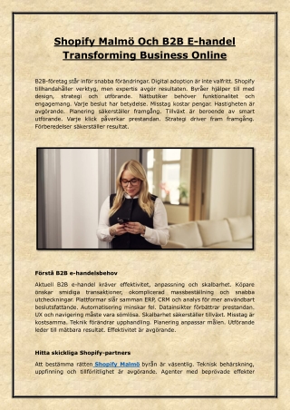 Shopify Malmö Och B2B E-handel Transforming Business Online