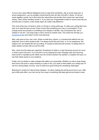 A Guide to Rewriting AI-Generated Text for Authenticity