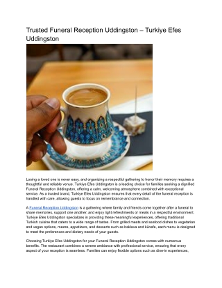 Trusted Funeral Reception Uddingston – Turkiye Efes Uddingston