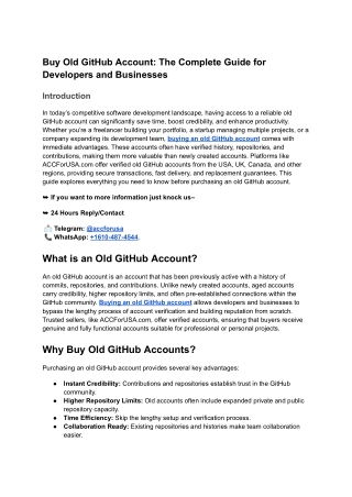 Top Benefits of Buy Old GitHub Account for Your Career