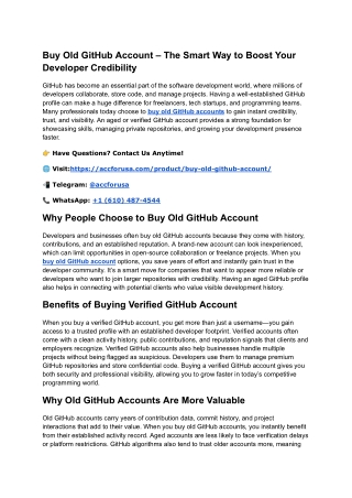 A Step-by-Step Guide to Buy Old GitHub Accounts Without Hassle