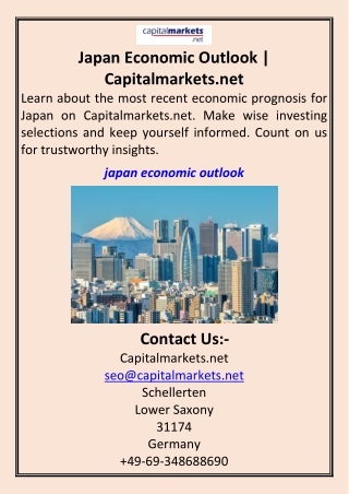 Japan Economic Outlook  Capitalmarkets.net