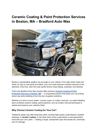 Ceramic Coating & Paint Protection Services in Boston, MA – Bradford Auto Wax