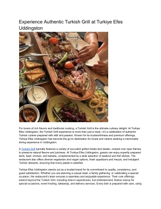 Authentic Turkish Grill Experience at Turkiye Efes Uddingston