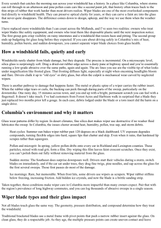 Windshield Columbia: Effects of Wiper Blades on Glass Health