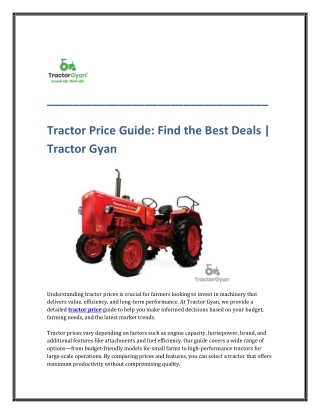 Tractor Price Guide Find the Best Deals Tractor Gyan