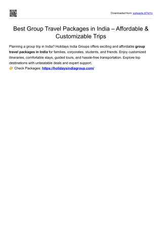 group travel packages in India