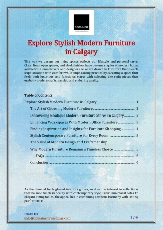 Explore Stylish Modern Furniture in Calgary