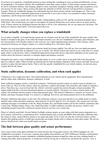 ADAS Calibration After Windshield Replacement in Greenville: Why It Matters