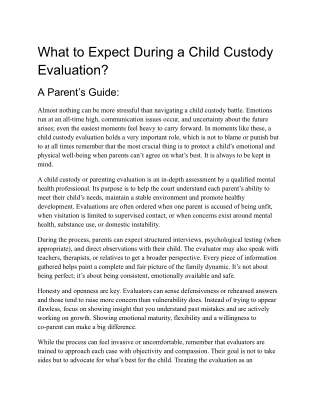 What to Expect During a Child Custody Evaluation