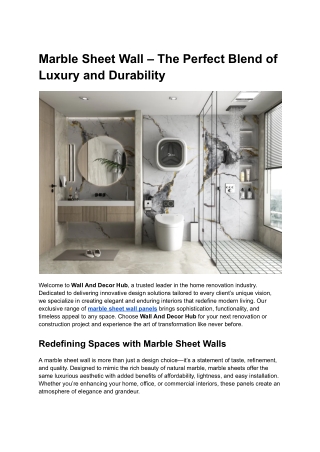Marble Sheet Wall – The Perfect Blend of Luxury and Durability