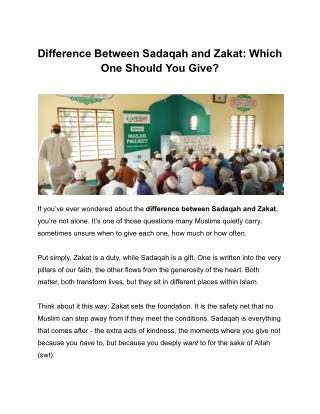 Difference Between Sadaqah and Zakat — Which One Should You Give?
