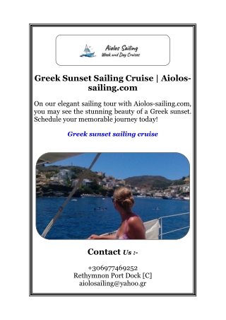 Greek Sunset Sailing Cruise | Aiolos-sailing.com