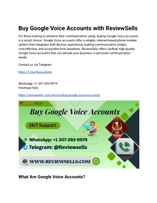 Buy Google Voice Accounts with ReviewSells