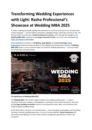 Transforming Wedding Experiences with Light Rasha Professional’s Showcase at Wedding MBA 2025