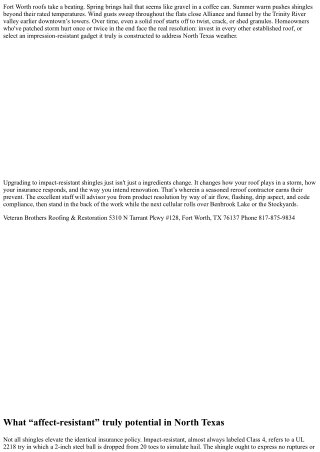 Reroof Contractor: Upgrading to Impact-Resistant Shingles in Fort Worth