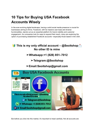 10 Tips for Buying USA Facebook Accounts Wisely