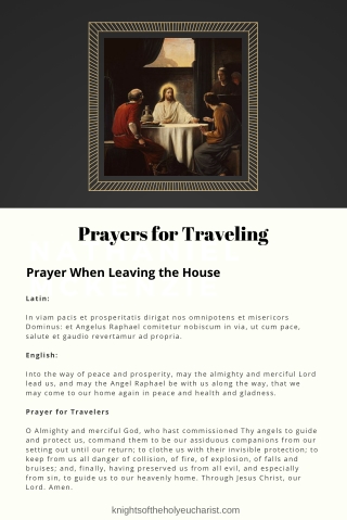 Prayers for Safe Travel – Printable PDF from Knights of the Holy Eucharist