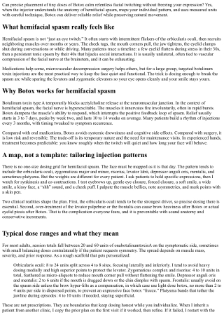 Hemifacial Spasm Treatment with Botox: Precision Dosing for Relief