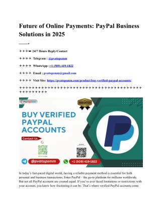 Future of Online Payments PayPal Business Solutions in 2025