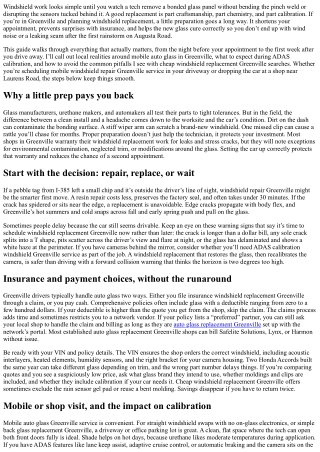 Windshield Replacement Greenville: How to Prepare Your Car for Service