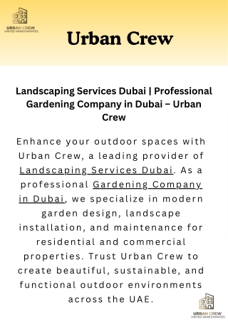 Landscaping Services Dubai