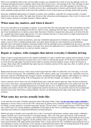 Same Day Windshield Replacement in Columbia: Book Now