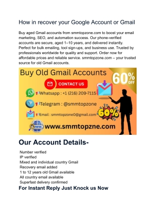 How in recover your Google Account or Gmail