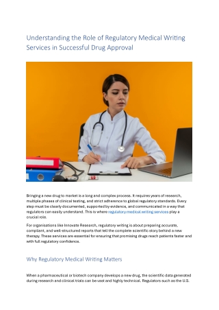 Understanding the Role of Regulatory Medical Writing Services in Successful Drug Approval