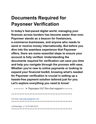 Documents Required for Payoneer Verification