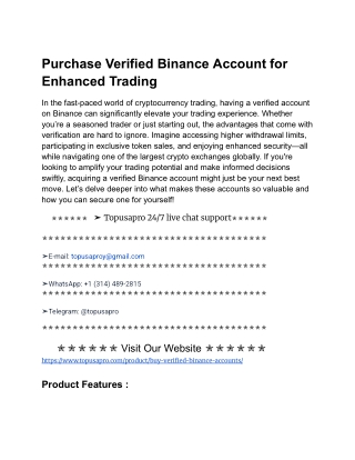 Purchase Verified Binance Account for Enhanced Trading