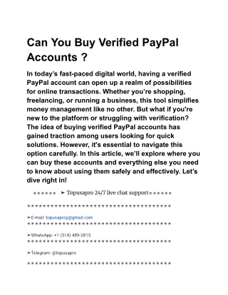 Can You Buy Verified PayPal Accounts