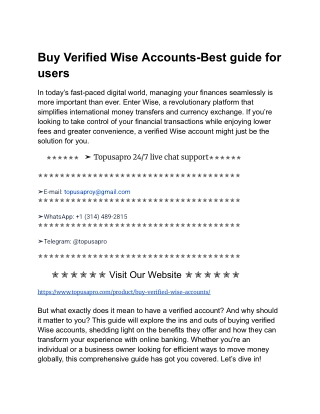 Buy Verified Wise Accounts-Best guide for users