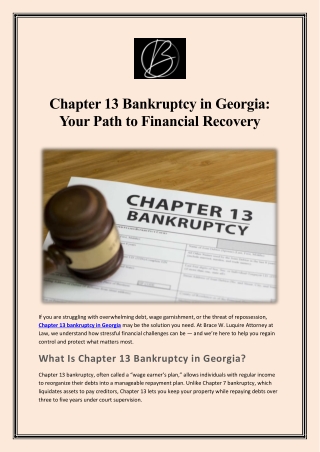 Chapter 13 Bankruptcy in Georgia Your Path to Financial Recovery