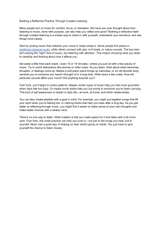 Building a Reflective Practice Through Curated Listening