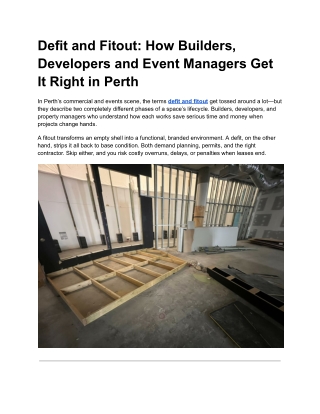 Defit and Fitout - How Builders, Developers and Event Managers Get It Right in Perth