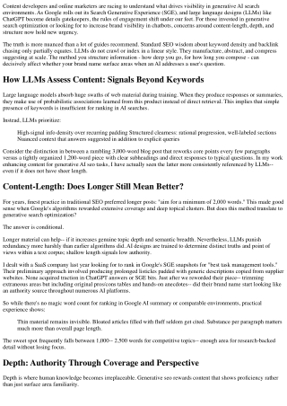 Content-Length, Depth, & Structure: What Matters The Majority Of to LLMs?