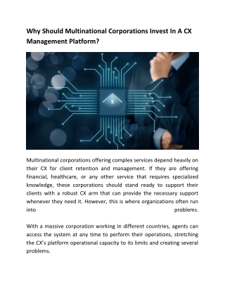 Why Should Multinational Corporations Invest In A CX Management Platform?
