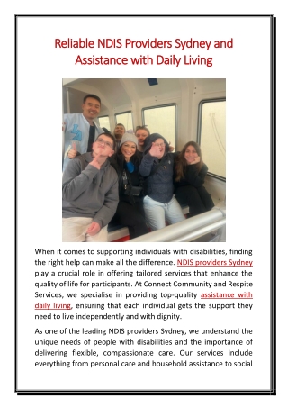 Reliable NDIS Providers Sydney and Assistance with Daily Living