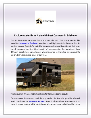 Explore Australia in Style with Best Caravans in Brisbane