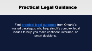 Practical Legal Guidance