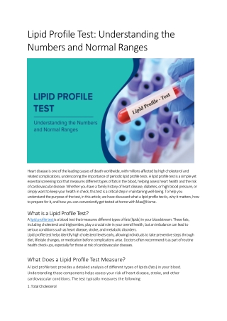 Lipid Profile Test: Decoding Cholesterol Levels & Normal Ranges