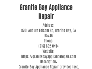 Granite Bay Appliance Repair