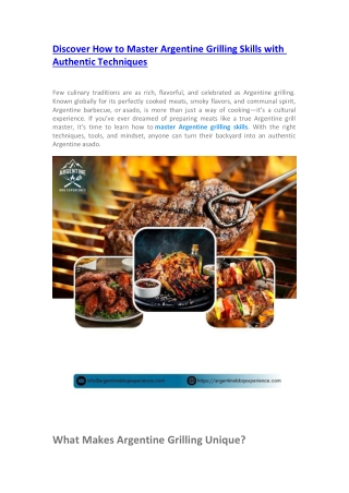 Discover How to Master Argentine Grilling Skills with Authentic Techniques