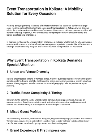 Event Transportation in Kolkata A Mobility Solution for Every Occasion