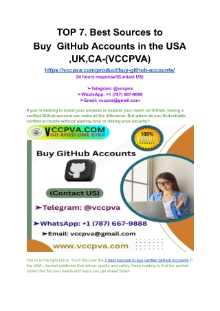 TOP 7. Best Sources to  Buy  GitHub Accounts in the USA ,UK,CA-(VCCPVA)