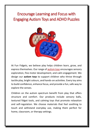 Encourage Learning and Focus with Engaging Autism Toys and ADHD Puzzles
