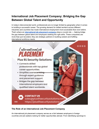 International Job Placement Company_ Bridging the Gap Between Global Talent and Opportunity